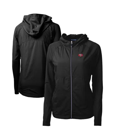 Cutter & Buck Women's Black San Francisco 49ers Throwback Logo Adapt Eco Knit Hybrid Full-zip Hoodie