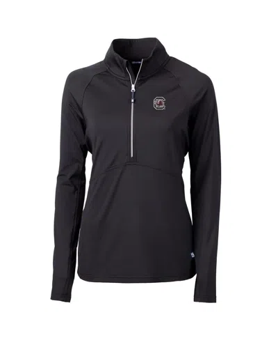 CUTTER & BUCK WOMEN'S BLACK SOUTH CAROLINA GAMECOCKS ADAPT ECO KNIT HALF-ZIP PULLOVER JACKET