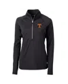 Cutter & Buck Women's Black Tennessee Volunteers Adapt Eco Knit Half-zip Pullover Jacket In Black