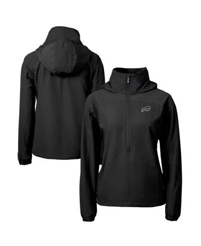 Cutter & Buck Women's Buffalo Bills Charter Eco Half-zip Hoodie Anorak Jacket In Black