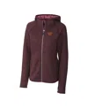 Cutter & Buck Women's Burgundy Washington Commanders Mainsail Full-zip Hoodie In Burgundy