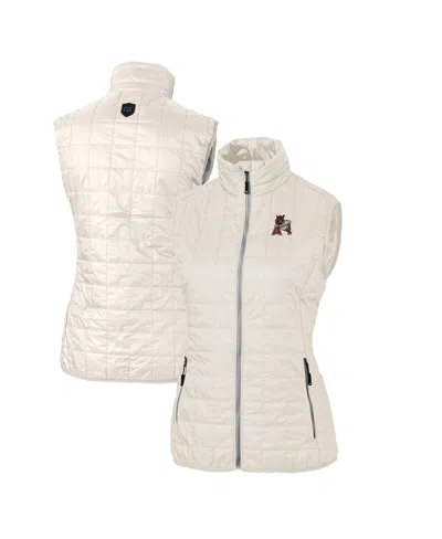 Cutter & Buck Women's Cream Arkansas Razorbacks Vault Rainier Primaloft Eco Full-zip Puffer Vest