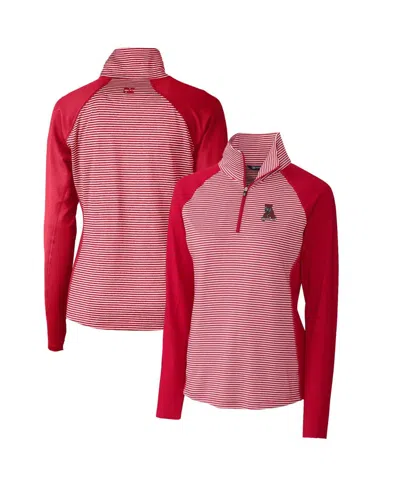 Cutter & Buck Women's Crimson Alabama Crimson Tide Forge Tonal Stripe Stretch Half-zip Pullover Top