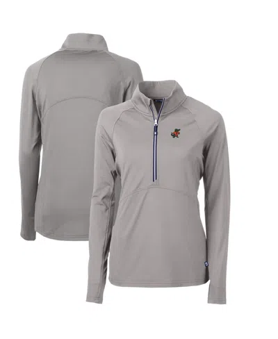 Cutter & Buck Women's Florida Gators Adapt Eco Knit Stretch Half-zip Pullover Top In Gray