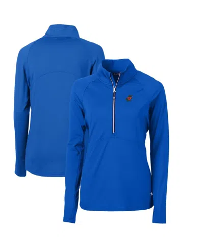 Cutter & Buck Women's Florida Gators Adapt Eco Knit Stretch Half-zip Pullover Top In Royal
