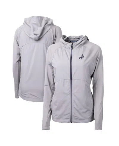 Cutter & Buck Women's Gray Los Angeles Dodgers Adapt Eco Knit Hybrid Raglan Full-zip Hoodie