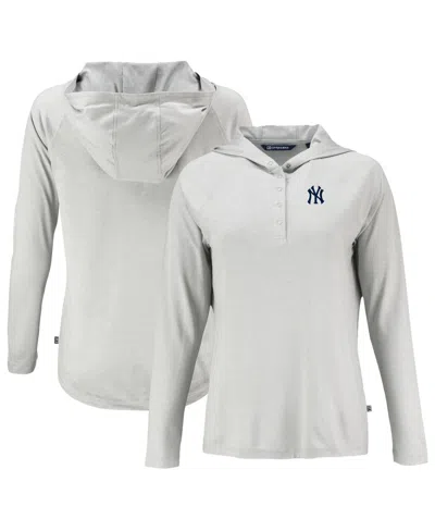 Cutter & Buck Women's Gray New York Yankees Coastline Epic Comfort Eco Hoodie Raglan Long Sleeve T-shirt