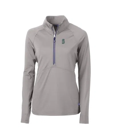 Cutter & Buck Women's Gray Seattle Mariners Adapt Eco Knit Stretch Half-zip Pullover Top