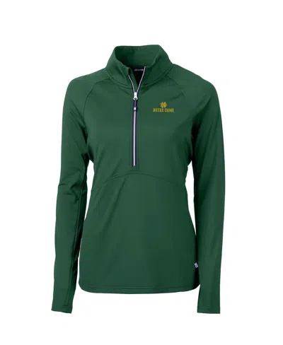 Cutter & Buck Women's Green Notre Dame Fighting Irish Adapt Eco Knit Half-zip Pullover Jacket In Hunter Green