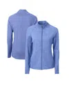 Cutter & Buck Women's Heather Blue Emory Eagles Adapt Eco Knit Heather Full-zip Jacket In Heather Blue