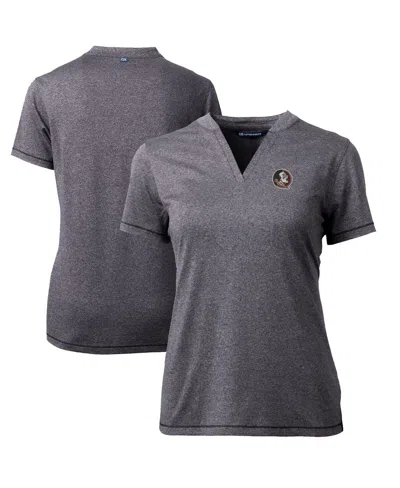 Cutter & Buck Women's Heather Charcoal Florida State Seminoles Forge Blade V-neck Top