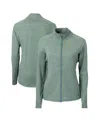 Cutter & Buck Women's Heather Green Notre Dame Fighting Irish Alumni Adapt Eco Knit Heather Full-zip Jacket In Green