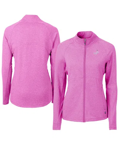 Cutter & Buck Women's Heather Light Pink Los Angeles Dodgers Raglan Adapt Eco Knit Heather Full-zip Jacket