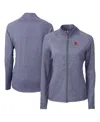 Cutter & Buck Women's Heather Navy Boston Red Sox Throwback Adapt Eco Knit Hybrid Full-zip Jacket In Heather Navy