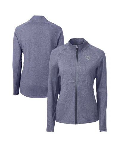 CUTTER & BUCK WOMEN'S HEATHER NAVY TENNESSEE TITANS ADAPT ECO KNIT RAGLAN FULL-ZIP JACKET