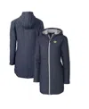 Cutter & Buck Women's Heather Navy West Virginia Mountaineers Vault Rainier Primaloft Eco Hooded Long Coat In Heather Navy