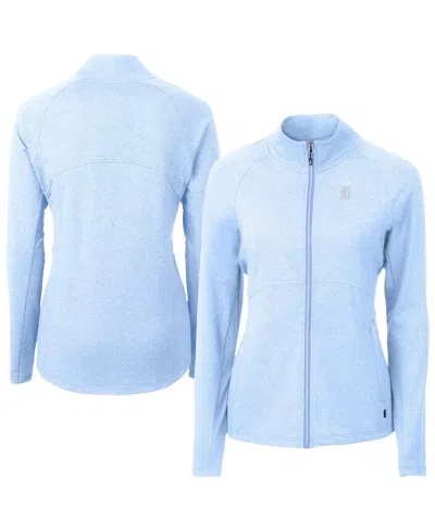 Cutter & Buck Women's Heather Powder Blue Detroit Tigers Raglan Adapt Eco Knit Heather Full-zip Jacket