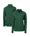 Cutter & Buck Women's Green Philadelphia Eagles Gridiron Classics Logo Adapt Eco Knit Stretch Half-zip Pullover To In Hunter Green