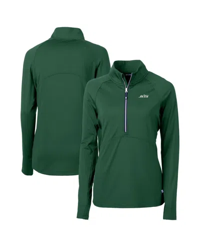 Cutter & Buck Women's Green Philadelphia Eagles Gridiron Classics Logo Adapt Eco Knit Stretch Half-zip Pullover To In Hunter Green