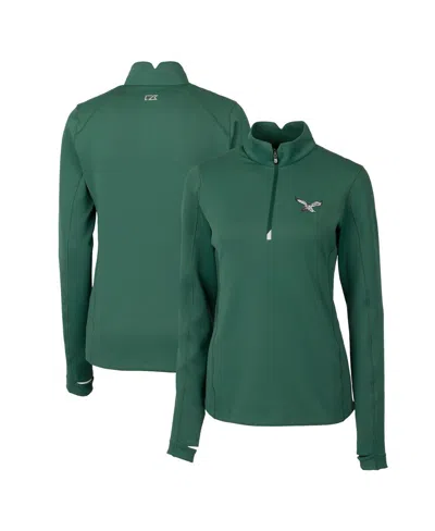 Cutter & Buck Women's Hunter Green Philadelphia Eagles Gridiron Classics Logo Drytec Traverse Stretch Quarter-zip