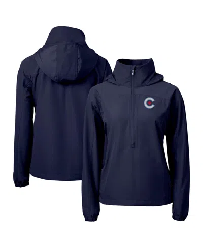 Cutter & Buck Women's Navy Chicago Cubs City Connect Charter Eco Half-zip Anorak Jacket In Blue