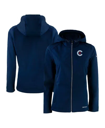 Cutter & Buck Women's Navy Chicago Cubs City Connect Evoke Eco Softshell Full-zip Hoodie Jacket In Blue