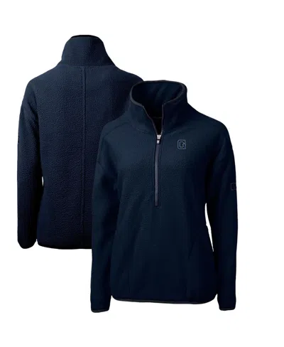 Cutter & Buck Women's Navy Georgetown Hoyas Cascade Eco Sherpa Fleece Half-zip Pullover Jacket In Blue