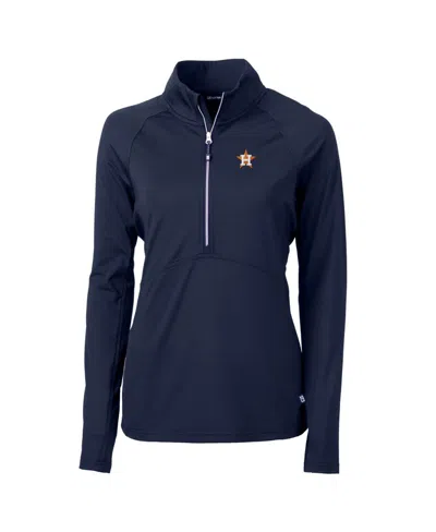Cutter & Buck Women's Navy Houston Astros Adapt Eco Knit Stretch Half-zip Pullover Top In Blue