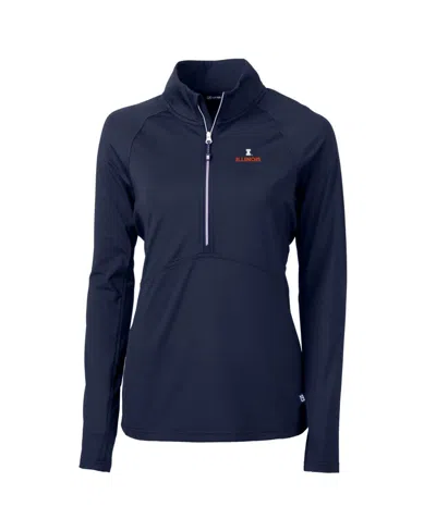 Cutter & Buck Women's Navy Illinois Fighting Illini Adapt Eco Knit Half-zip Pullover Jacket In Blue