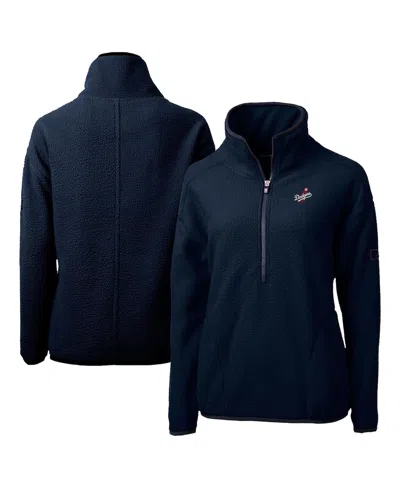 Cutter & Buck Women's Navy Los Angeles Dodgers Cascade Eco Sherpa Fleece Half-zip Pullover Jacket In Multi