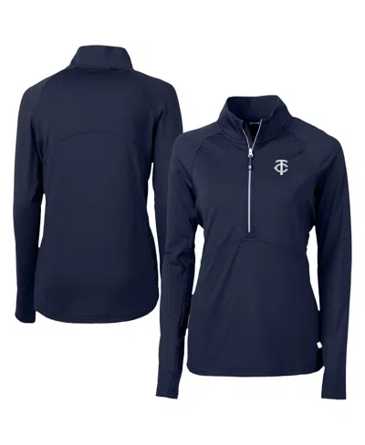Cutter & Buck Women's Navy Minnesota Twins Adapt Eco Knit Stretch Half-zip Drytec Top In Blue