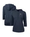 Cutter & Buck Women's Navy New England Patriots Helmet Logo Drytec Virtue Eco Pique 3/4-sleeve Half-zip Pullover H In Navy