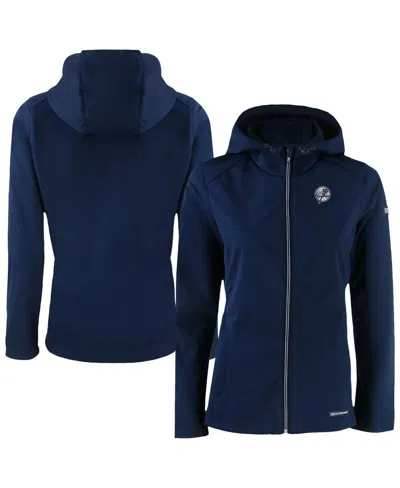 Cutter & Buck Women's Navy New York Yankees Evoke Eco Softshell Full-zip Hoodie Jacket In Blue
