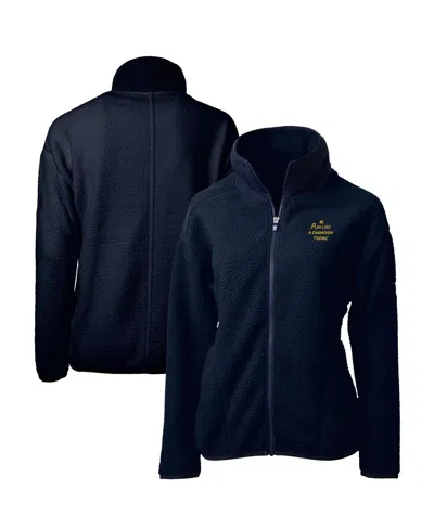 Cutter & Buck Women's Navy Notre Dame Fighting Irish Play Like A Champion Today Cascade Eco Sherpa Fleece Full-zip In Blue