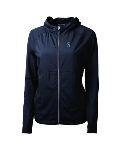 Cutter & Buck Women's Navy Seattle Mariners Adapt Eco Knit Full-zip Jacket In Blue