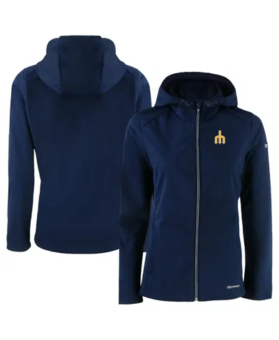 Cutter & Buck Women's Navy Seattle Mariners Evoke Eco Softshell Full-zip Jacket In Blue
