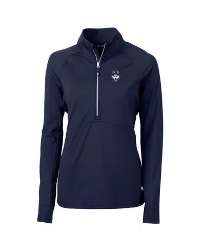 Cutter & Buck Women's Navy Uconn Huskies Logo Adapt Eco Knit Half-zip Pullover Sweatshirt In Blue