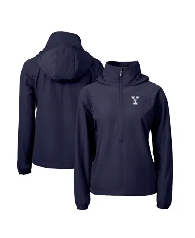 Cutter & Buck Women's Navy Yale Bulldogs Charter Eco Half-zip Anorak Jacket In Blue