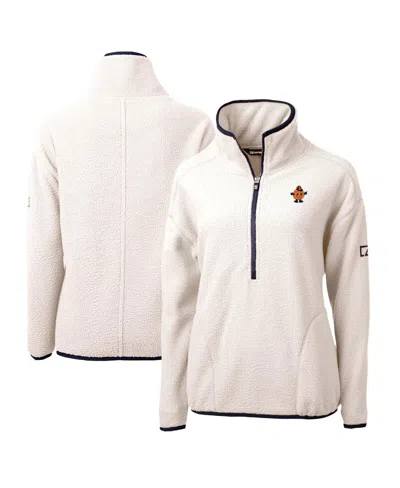 Cutter & Buck Women's Oatmeal Syracuse Orange Vault Cascade Eco Sherpa Fleece Half-zip Pullover Jacket In Brown