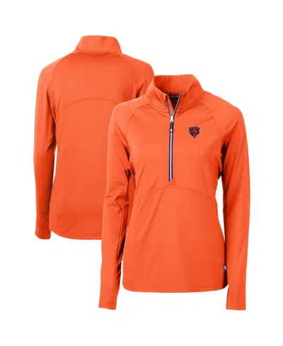 Cutter & Buck Women's Orange Chicago Bears Throwback Logo Adapt Eco Knit Stretch Half-zip Pullover Top
