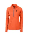 Cutter & Buck Women's Orange Detroit Tigers Adapt Eco Knit Stretch Half-zip Pullover Sweatshirt In Orange