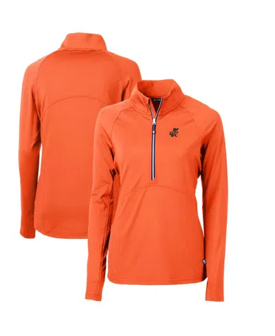 Cutter & Buck Women's Orange Florida Gators Adapt Eco Knit Stretch Half-zip Pullover Top
