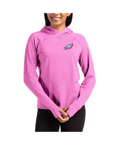 Cutter & Buck Women's Pink Philadelphia Eagles Tonal Logo Adapt Knit Raglan Pullover Hoodie