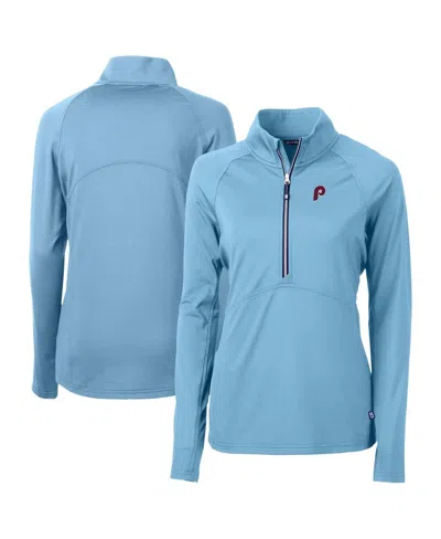 Cutter & Buck Women's Powder Blue Philadelphia Phillies Cooperstown Collection Drytec Adapt Eco Knit Stretch Ragla
