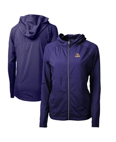 Cutter & Buck Women's Purple Lsu Tigers Adapt Eco Knit Full-zip Hoodie In Blue