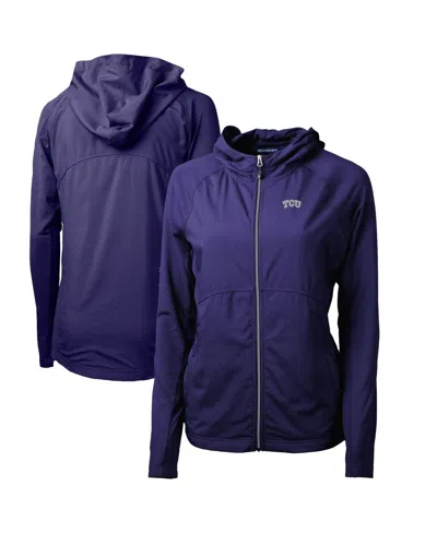 Cutter & Buck Women's Purple Tcu Horned Frogs Adapt Eco Knit Full-zip Hoodie In Blue