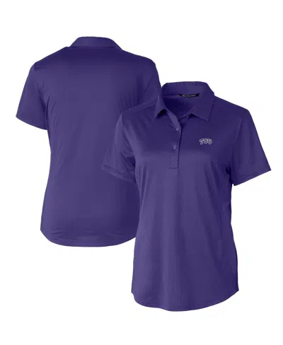 Cutter & Buck Women's Purple Tcu Horned Frogs Prospect Textured Stretch Polo Shirt In Blue