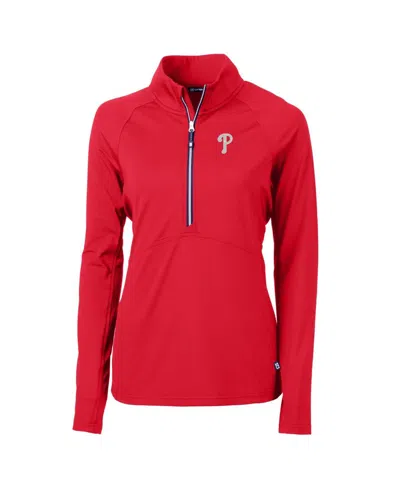 Cutter & Buck Women's Red Philadelphia Phillies Adapt Eco Knit Stretch Half-zip Pullover Top In Multi