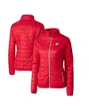 Cutter & Buck Women's Red Wisconsin Badgers Rainier Eco Insulated Puffer Full-zip Jacket