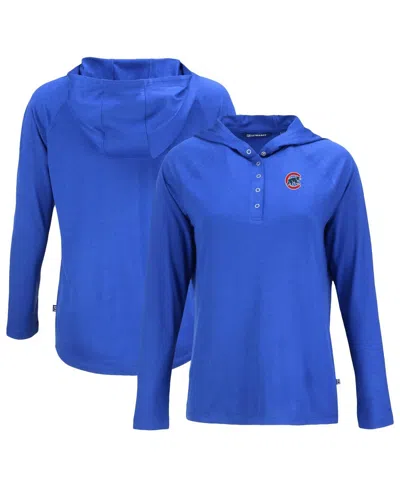 Cutter & Buck Women's Royal Chicago Cubs Coastline Epic Comfort Eco Hoodie Raglan Long Sleeve T-shirt In Blue